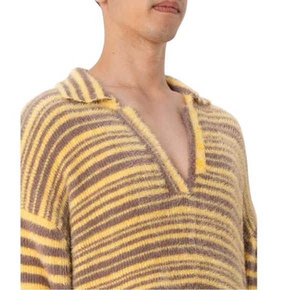 ZARA Striped V-Neck Sweater women’s Size Large yellow and purple super soft - Picture 4 of 12